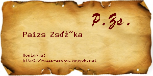 Paizs Zsóka névjegykártya